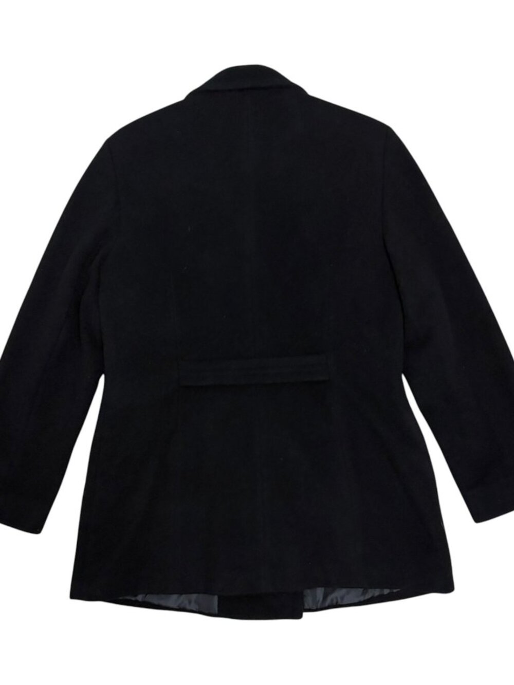 HALSTON WOOL & CASHMERE PeaCoat Black Luxury Business Winter Jacket Women Medium - Picture 5 of 6